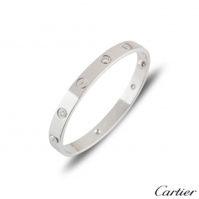 Cartier White Gold Half Diamond Love Bracelet?Size 17?B6035817 Cartier White Gold Half Diamond Love Bracelet?Size 17?B6035817